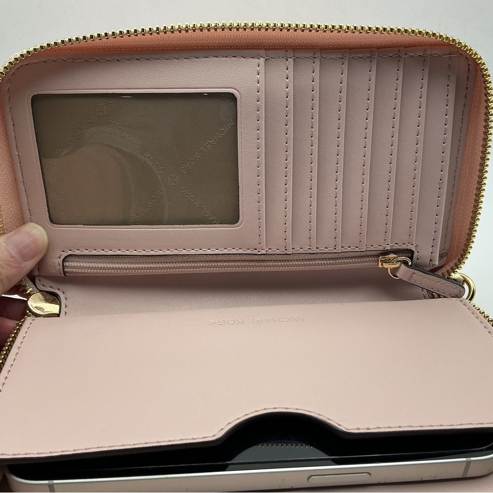 Michael Kors Jet Set Travel Large Zip Wristlet Wallet Phone Case Powder Blush - Picture 4 of 8